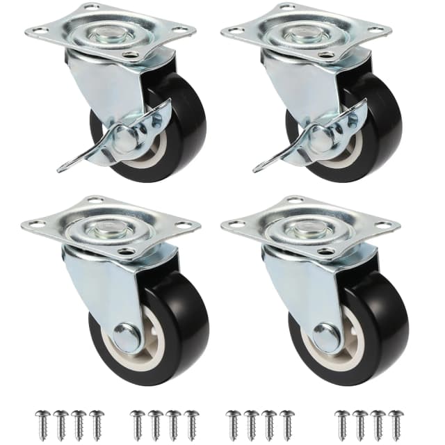 Set di 4 rotelle per mobili in PVC da 1"/1,25"/2" Ruote per carrelli pesanti universali mute resistenti all'usura Ruote girevoli a 360 gradi