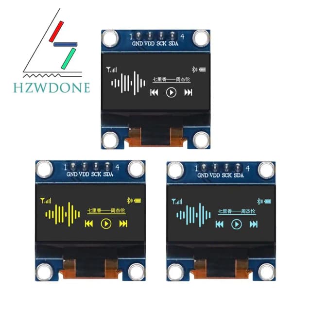 0.96 Inch OLED Display Module SSD1306 I2C IIC SPI Serial 128X64 LCD 4 Pin YellowBlue WhiteBlue for Arduino(Pin Headers Soldered)
