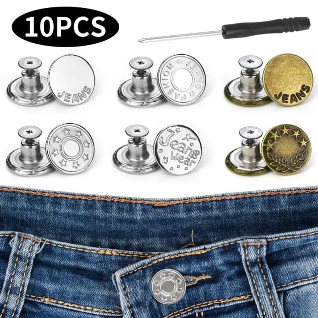 10Pcs/pack 17mm Nail Free Adjustable Waist Extenders Buttons Jeans Waist Buttons Detachable Clothing Pants Waist Buckle