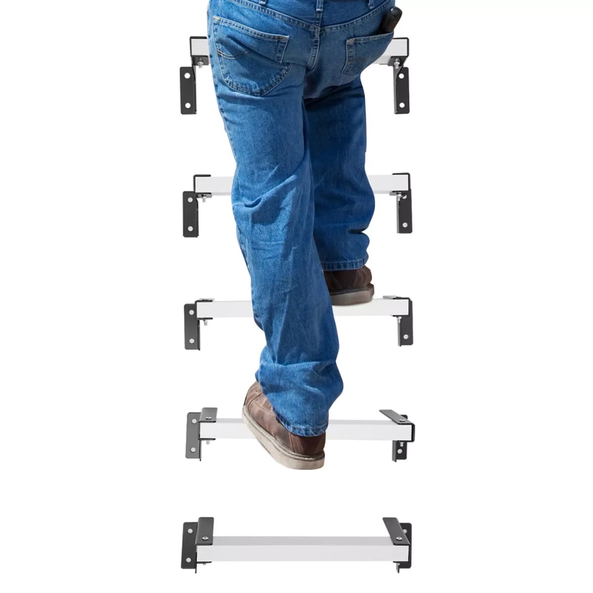 Wall Mounted Ladder Window Well Egress Ladde, Adjustable Fire Emergency Escape