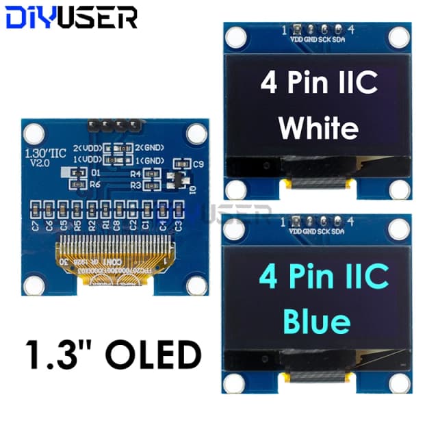 DIYUSER 1.3" IIC OLED Display Module White Blue Color Drive Chip SH1106 128X64 1.3 Inch LCD IIC I2C Communicate