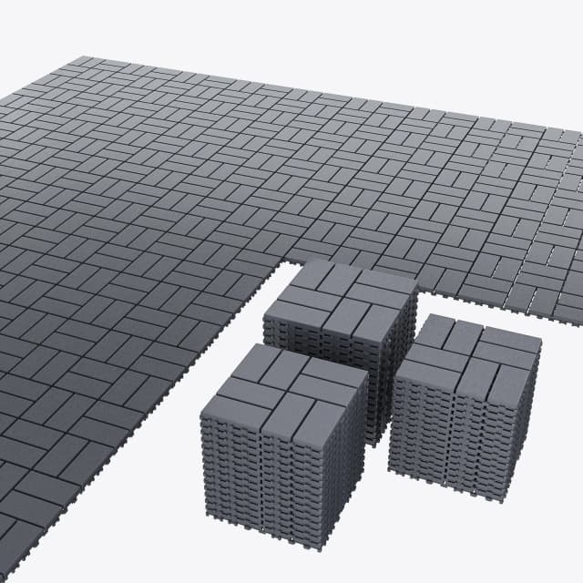 Plastic Interlocking Deck Tiles (84 Pack) - 12"x12" Outdoor Patio Flooring, Decking Tiles for Poolside, Backyard, Balcony