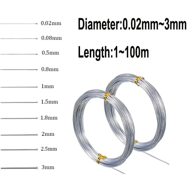 Filo in acciaio inossidabile da 100M~1M, filo rigido, filo completamente rigido, diametro 0.02/0.3/0.4/0.5/0.6/0.8/1.5/2.5/3mm, filo in acciaio per molle