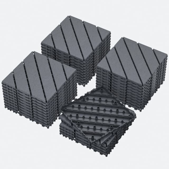 Plastic Interlocking Deck Tiles (44 Pack) – 12"x12" Waterproof Outdoor Patio Flooring, All-Weather Use, Slip-Resistant PP Deckin