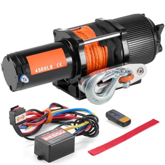 SucceBuy Verricello elettrico ATV/UTV da 4500 libbre 12 V con corda sintetica da 39 piedi Telecomando wireless e cablato IP55 Impermeabile per Jeeps