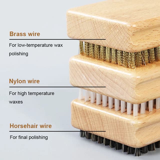 Wooden Handle Brass/ Nylon/ Horsehair Ski Waxing Brush Snowboard Maintenance Tool